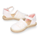 Little Girl Canvas espadrille shoes with white laces design.