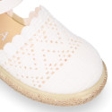 Little Girl Canvas espadrille shoes with white laces design.