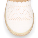 Little Girl Canvas espadrille shoes with white laces design.