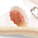 Little Girl Canvas espadrille shoes with white laces design.