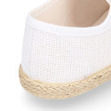 LINEN canvas Kids Bamba type espadrille shoes with ties closure.