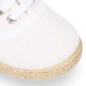 LINEN canvas Kids Bamba type espadrille shoes with ties closure.