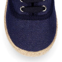 LINEN canvas Kids Bamba type espadrille shoes with ties closure.