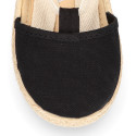 Black cotton canvas Dancer style espadrille shoes.