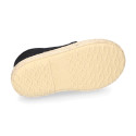 Kids laces up shoes espadrille style in black cotton canvas to dress.