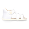 White Micro canvas Okaa Flex kids Sandal shoes laceless.