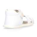 White Micro canvas Okaa Flex kids Sandal shoes laceless.