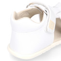 White Micro canvas Okaa Flex kids Sandal shoes laceless.