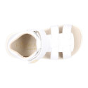 White Micro canvas Okaa Flex kids Sandal shoes laceless.