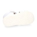 White Micro canvas Okaa Flex kids Sandal shoes laceless.