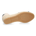 Cotton canvas woman wedge sandals espadrille shoes with tulip design.