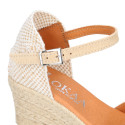 Suede leather woman wedge sandals espadrille shoes with tulip design.