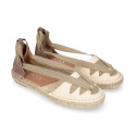 Cotton leather Girl espadrilles shoes Goyesca style.