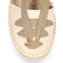 Cotton leather Girl espadrilles shoes Goyesca style.