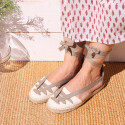 Cotton leather Girl espadrilles shoes Goyesca style.