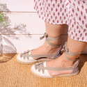 Cotton leather Girl espadrilles shoes Goyesca style.