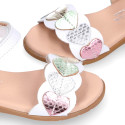 Nappa leather girl sandal shoes with colored hearts design.