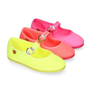 Mercedita niña con hebilla tipo japonesa en COLORES FLUOR.