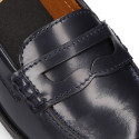 Classic school GIRL Moccasin shoes in Antik leather.