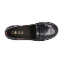 Classic school GIRL Moccasin shoes in Antik leather.