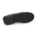 Classic school GIRL Moccasin shoes in Antik leather.