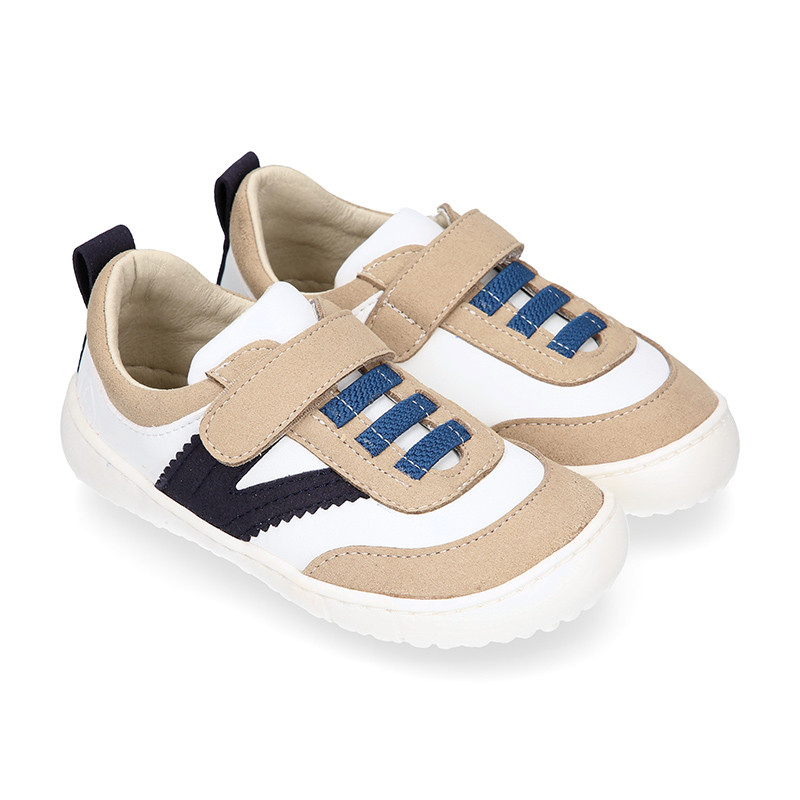 Kids BAREFOOT Sneaker shoes with elastic laces. QT009 OkaaSpain