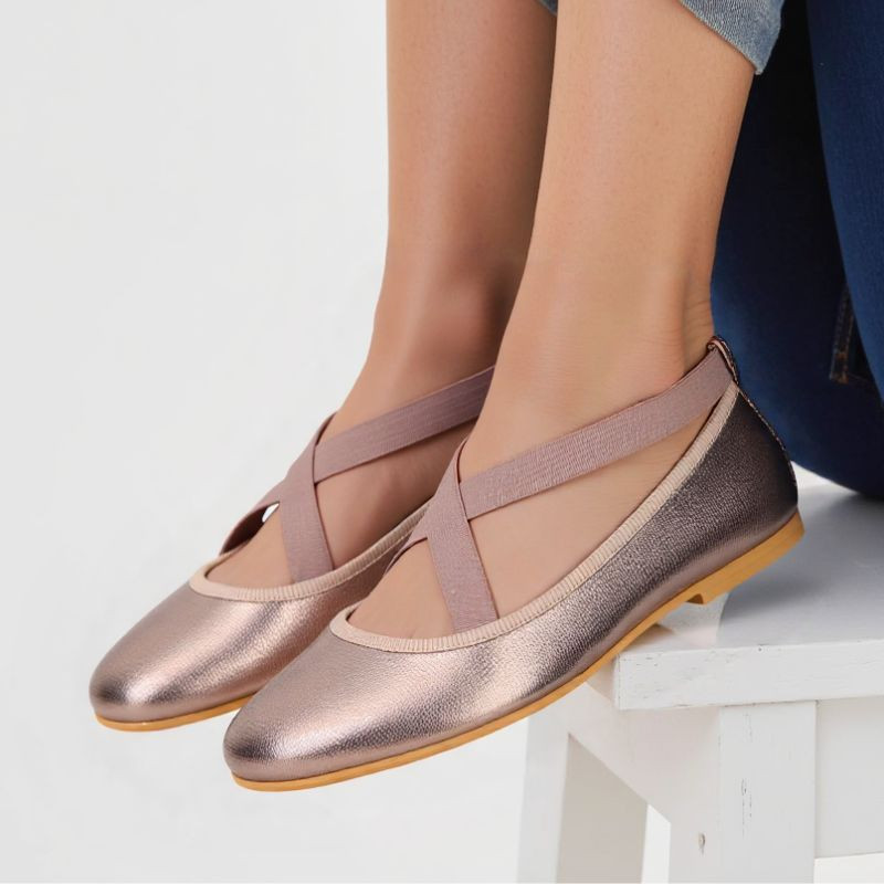 Laminated Nappa leather Girl Ballet flat shoes dancer style