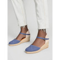 Cotton canvas woman wedge sandals espadrille shoes with tulip design.