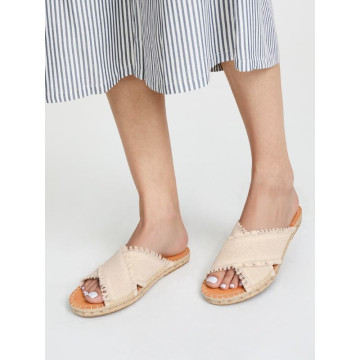 FRINGES design cotton canvas Girl clog style espadrille shoes.