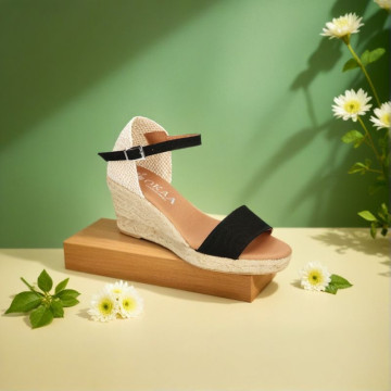 Cotton canvas women wedge espadrille shoes with SANDAL style.