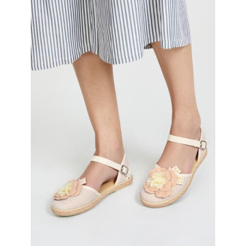 LINEN canvas girl espadrille shoes with FLOWER design.