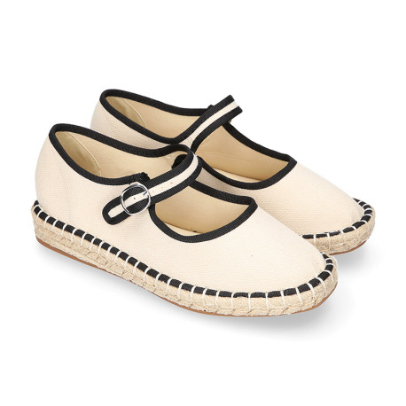 Women's espadrille-style Mary Jane with buckle and clip fastening