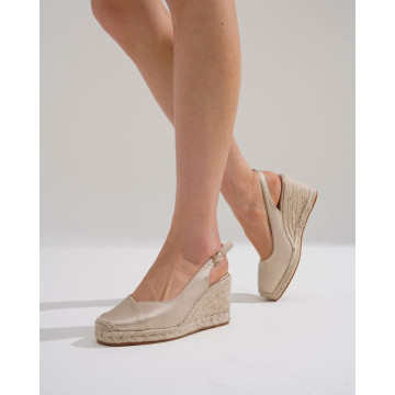 Women's open-back espadrille with a SANDAL-type wedge.