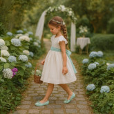 Velvet cotton Girl Ballet Flat shoes in pastel colors.