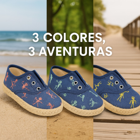 SKELETONS design cotton canvas Kids Sneaker style espadrille shoes.