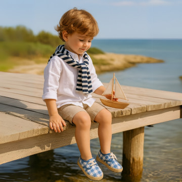 Kids SQUARE Cotton canvas Laces up shoes Espadrille style design.
