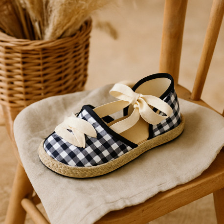 VICHY cotton canvas Girl Dancer style espadrille shoes.