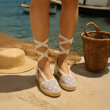 Cotton canvas espadrilles shoes Valenciana style with STARS print.