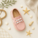 Classic nappa leather Boat shoes pastel colors for kids.