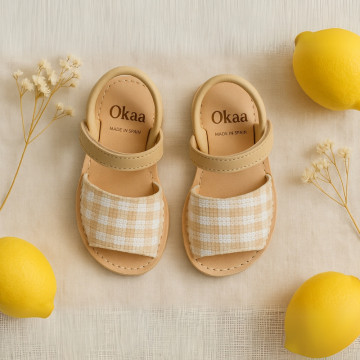 Extra soft Nappa leather Girl Menorquina sandals with VICHY SEQUINS design.