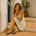 Cotton canvas wedge sandals espadrille shoes GOYESCA style with GOLDEN crossed ties.