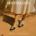 Cotton canvas wedge sandals espadrille shoes GOYESCA style with GOLDEN crossed ties.
