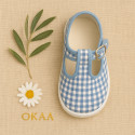VICHY Cotton canvas kids T-Strap shoes bamba style with buckle fastening.