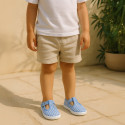 VICHY Cotton canvas kids T-Strap shoes bamba style with buckle fastening.
