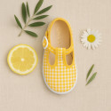 VICHY Cotton canvas kids T-Strap shoes bamba style with buckle fastening.