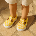 VICHY Cotton canvas kids T-Strap shoes bamba style with buckle fastening.