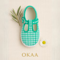 VICHY Cotton canvas kids T-Strap shoes bamba style with buckle fastening.