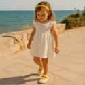 VICHY Cotton canvas girl mary jane shoes bamba style with hook and loop closure.