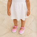 VICHY Cotton canvas girl mary jane shoes bamba style with hook and loop closure.