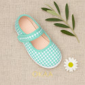 VICHY Cotton canvas girl mary jane shoes bamba style with hook and loop closure.
